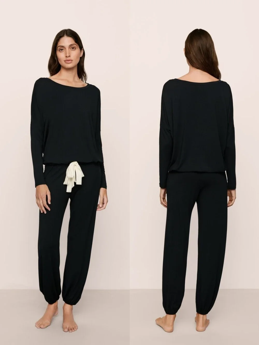 Eberjey Gisele Tencel Modal Slouchy PJ Set Black